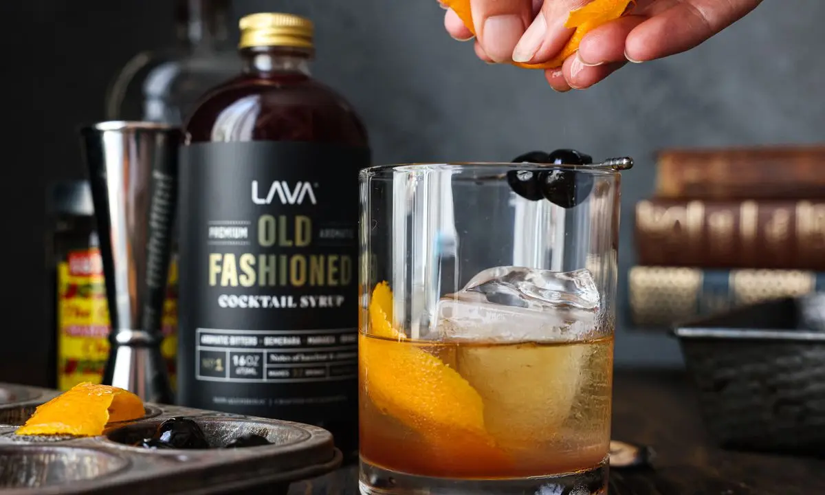 Old Fashioned cocktail with orange peel